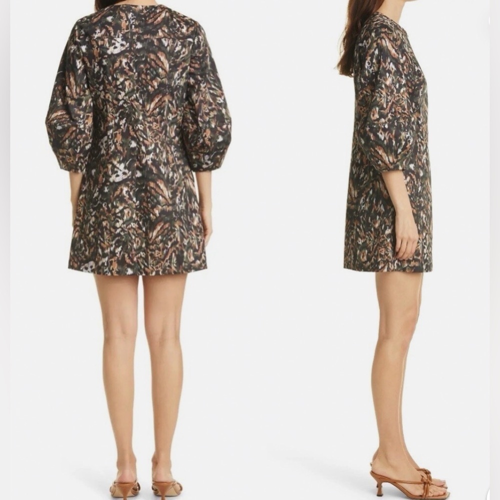 Ted Baker London Holiiy Dress Size 3 Urban Print Balloon Sleeve Stretch Cotton - Picture 2 of 6